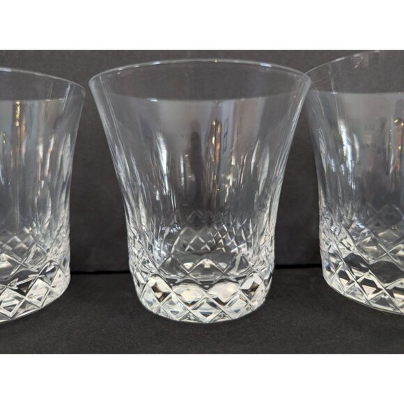 Set Of 5 Crystal Old Fashioned Glasses With Diamond Cut Pattern - Picture 4 of 9
